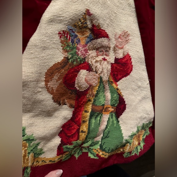 Vintage Needlepoint Tree Skirt - Picture 3 of 9